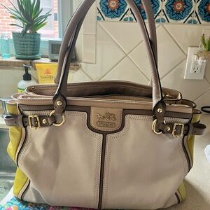 Coach Beige and Yellow Women's Bag